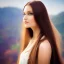 Placeholder: avatar of a beautiful Hungarian woman with clear features with a magical feel with light brown long hair with nature background