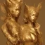 Placeholder: hitomi tanaka, highly realistic, highly detailed, golden statue