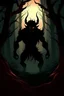 Placeholder: Realistic style shadow demon in the middle of dark woods.