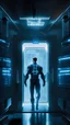 Placeholder: Craft an image of Steve Rogers entering a high-tech laboratory with futuristic equipment and illuminated displays. The lighting should be dim yet accentuate the advanced technology, generating a sense of awe and curiosity.