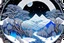 Placeholder: graphic drawing winter fantastical landscape, moon, round tree crowns, ice flowers, cold colors, a flat image with careful drawing and tracing of every detail, black background, cosmic bright color, folk art, Epic cinematic brilliant stunning intricate meticulously detailed dramatic atmospheric maximalist digital matte painting, perfect composition, masterpiece