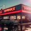 Placeholder: Ultra Realistic retro sci-fi afire Supermarket parking scene, 1960 year, many panic people. blonde woman, sweet scarlet Johansson face, perfect iris, glow eyes, face makeup, tight latex coat; many panic people, Retro sci-fi style, soft color, highly detailed, unreal engine 5, ray tracing, RTX, lumen lighting, ultra detail, volumetric lighting, 3d, finely drawn, high definition, high resolution.