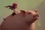 Placeholder: a tiny female fairy on top of a large pig