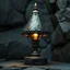 Placeholder: dwarven-style lamp concept realistic abstract, metal stone and brass