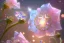 Placeholder: one big crystal subtle flower in a galactic ambiance with a very little beautiful fairy, transparent petals, delicate colors, in the foreground, full of details, smooth, bright sunshine，soft light atmosphere, light effect，vaporwave colorful, concept art, smooth, extremely sharp detail, finely tuned detail, ultra high definition, 8 k, unreal engine 5, ultra sharp focus