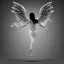 Placeholder: Night ,lighting, angel, two pair of wings, one of the pair of wings covering the leg and the other as flight, realistic, fantasy