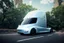 Placeholder: A Tesla 'Semi' (semi truck) is going at a high speed, in 'Central Park' in New York City. (CINEMATIC, WIDE ANGLE LENS, PHOTO REAL)