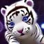 Placeholder: total shot birdseye view of a full figure pixar cute little white tiger cub, playing in the middle of a galaxy full of planets and stars, happy, by pixar, wideangle, total shot, wideangle , trending on artstation, sharp focus, studio photo, intricate details, highly detailed, by greg rutkowski