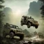 Placeholder: vietnam war. war report. jeep in jungle. poster. bokeh. lens flare. warm lights. high detailed. beksinski