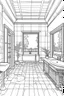 Placeholder: Outline art, house interior design, bathroom, no shading, no lines, cartoon style, --ar 9:11