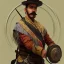 Placeholder: portrait,"Insanely detailed photograph of a male western mustachioed crossbowman", detailed charro, sequenced Sombrero, detailed held dagger, digital painting, artstation, concept art, sharp focus, illustration, art by artgerm and greg rutkowski and alphonse mucha, 8 k,fantasy, unreal engine