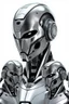 Placeholder: Create several images of a future advanced robot with advanced robotic and mechanical features. The head is entirely covered in shiny metal armor, and the face must remain in that position.