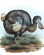 Placeholder: John James Audubon-like illustration of a fully uncropped Dodo bird and a Platypus in a landscape of warm yellows, warm reds, and warm blues