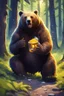 Placeholder: Bear eating honig and is in a wald and play fortnite and polar lichter