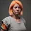 Placeholder: female prisoner, hyper realistic, orange jumpsuit, blonde hair