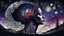 Placeholder: Double exposure of a female person's profile and a utopistic starry night sky, dramatic mood, dark depressive style, highlySurreal reflection, dark, melancholic, purple, gray, red, black colors, surreal abtractions, strange things, Kandinsky world detailed intricate, surreal, stunning,