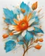 Placeholder: bright light and turquoise , gold and orange flower van Gough white background