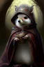 Placeholder: squirrel hedgehog mix being a cleric of death hood on