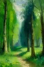 Placeholder: a forest with a lot of trees in Claude Monet's painting style