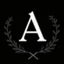 Placeholder: 2 branches(crossed at bottom, arching upward wreath), Letter A in Middle, delicate linework(romantic), sharp image, white vector on black background