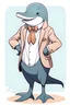 Placeholder: Anthropomorphic whale in a suit with suspenders, in pastel colors, in full growth, character sheet
