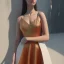 Placeholder: serious beautiful woman in a dress, holding scissors and turning to face the viewer, digital art, octane render, redshift render, ambient lighting, trending on art-station