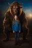 Placeholder: 10-year-old Rob Perlman is posing for his school picture dressed as the beast from the TV show Beauty and the Beast - Sparkling, Sky blue Background, professional quality studio 8x10 UHD Digital photograph by Scott Kendall - multicolored spotlight, Photorealistic, realistic stock photo, Professional quality Photograph. colored Fog