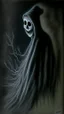 Placeholder: pencil drawing of ghost, Spooky, scary, halloween, black paper, color