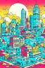 Placeholder: An illustration about a caotic city with a lot of elements using online 2 colors