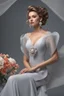 Placeholder: full body woman, from Russian Federation , elegant dress, elegant curled hair , 19 years old ,earring, no make up,8k, Candid avant garde portrait, charming woman, wearing Lovely Flower Diamond Pendant, octane render 3d, plastic material