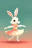 Placeholder: cartoon style: cute little rabbit ballerina doing pirouette