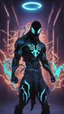 Placeholder: Mix between venom symbiote and Reaper in solo leveling shadow style with neon glowing blue