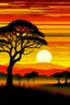 Placeholder: Africa Un atardecer al estilo de Xul solar sin tonos negros