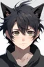 Placeholder: A anime boy with messy black hair, large black cat ears.