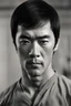 Placeholder: close up shot, detailed photograph of Bruce Lee looking straight at the camera standing straight, hands relaxed, square jaw, shot action film ,cinematic luts