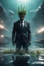 Placeholder: xcom's terror from the deep giger samuel jackson alien with suit and tie and sea weed crown crawling while hovering over the icy docks in fallout 4 setting, bokeh, downlight, prize winning, depth of field, in the style of ivo caprino