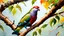 Placeholder: Detailed oil painting of a Negros fruit dove perched on a branch, realistic texture and lighting, by John James Audubon and Thomas Moran, vibrant colors, intricate feathers and details, (close-up shot), nature art