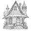 Placeholder: A fairy house Jewel-toned Crystal Chalet, coloring page, exact shape, real image, minimal lines, white back ground color, real style, realistic, minimalistic, minimal black line art, line art, crisp line art, unique coloring sheet, outlined, outline, crisp, crisp line edges, illustration, thin lines, crisp clear lines, line art, clean line art, unique, 8k, no colors, no dark color, no black color, avoid thick black, minimalistic line edges, white back ground,