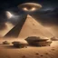 Placeholder: Hyper Realistic UFO spaceships outside mummy coffins outside Pyramids with sandstorm at dark night