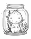 Placeholder: cute axolotl life in jar minimalistic, line art, background, vector, svg, coloring book page style, black outline on white background