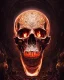 Placeholder: A beautiful highly detailed ornate intricate portrait of a flaming demon skull made of shiny obsidian glass :: reflective, glassy :: subtractive lighting, backlit :: by John William Waterhouse, Greg Rutkowski, HR Giger :: hyperrealistic, hyper detailed, photorealistic :: epic, incredible composition, amazing depth, meticulously composed, 16k resolution concept art :: fantasy magazine cover art