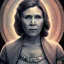 Placeholder: actress carrie fisher, ominous, waist up portrait, intricate, oil on canvas, masterpiece, expert, insanely detailed, 4k resolution, retroanime style, circular reflective eyes, cinematic smooth, intricate detail , soft smooth lighting, soft pastel colors, painted Renaissance style