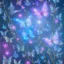 Placeholder: garden with subtle cristal transparent bright glitter blue butterfly, light, galactic, subtle flowers