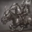 Placeholder: Nomad cavalry. Warriors. Damascus steel. Black. Sharp details. Roar. Fast galloping.