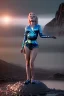 Placeholder: Ultra Realistic retro sci-fi 1960 scene, waist up view portrait, blonde woman, sweet young Marilyn Monroe face, perfect iris, tight latex coat, alien planet background, tight style, steel sphere dron levitating, fog, rain, soft color, highly detailed, unreal engine 5, ray tracing, RTX, lumen lighting, ultra detail, volumetric lighting, 3d, finely drawn, high definition, high resolution.