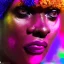 Placeholder: older man, fourty years old, masterpiece, best quality, family of three, ebony skinned, sparkling eyes, fluorescent skin, colorful makeup, afro, highly detailed body, afrofuturism, scifi, sun light, 4K, RAW, depth of field, high contrast, realistic details, 24mm