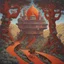 Placeholder: A leaden weariness creeps viciously like syrup down the hills, neo surrealism, by Michael Hutter, by Gerald Scarfe, smooth, matte oil painting, meander artistic style maximalism, beautiful yet sinister.