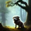 Placeholder: frank frazetta style, cute dog in the forest clearing