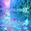 Placeholder: cristal angelic crystalline, blue,pink , cosmic, opalescent, gemstones, crystals, other worldly,water,bright, ice background, snow lake blue