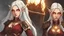 Placeholder: Hot Elf with white hair and glowing yellow eyes She wears a dark red dress